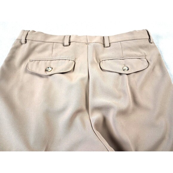 L.L. Bean Men’s Dress Pants 40x28 Tan Relaxed Fit 100% Polyester Pleated Front - Picture 3 of 16